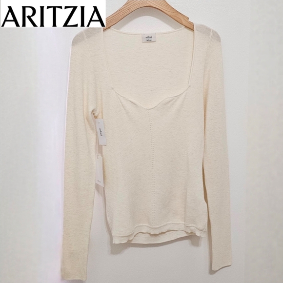 🇨🇦 Aritzia Wilfred Heather Birch Tuscany Long Sleeve Knit Top - Picture 2 of 16